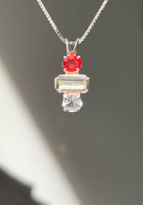 One of a kind - Fancy Sapphire, Amblygonite & Herkimer Diamond trilogy necklace