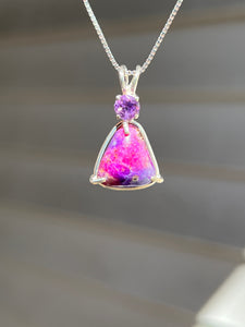 Hot pink Sugilite necklace with Amethyst