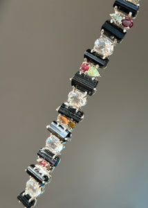 Stunning Black Tourmaline, Multi Tourmaline and White Topaz bracelet