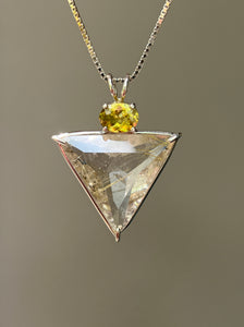 Shimmering Rutile Quartz Angelic Star necklace with Brilliant Sphene