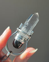 Load image into Gallery viewer, Etched Clear Quartz Crystal pendant with Elite Shungite