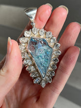 Load image into Gallery viewer, Collectors Drop - 64.7 carat Electric Aqua Aura Danburite with naturally double terminated Herkimer Diamonds 19 in total - Pendant