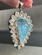 Load image into Gallery viewer, Collectors Drop - 64.7 carat Electric Aqua Aura Danburite with naturally double terminated Herkimer Diamonds 19 in total - Pendant