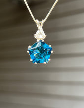 Load image into Gallery viewer, Tibetan Blue Obsidian Star of Venus necklace with trillion cut Danburite