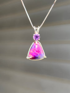 Hot pink Sugilite necklace with Amethyst