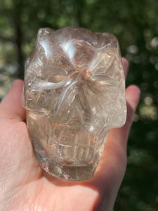 “Prismatic Traveller” Star Being carved skull in mystical Smoky Quartz