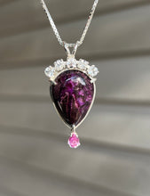 Load image into Gallery viewer, Magnificent Sugilite necklace with Phenacite crown and Pink Sapphire