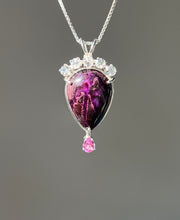 Load image into Gallery viewer, Magnificent Sugilite necklace with Phenacite crown and Pink Sapphire