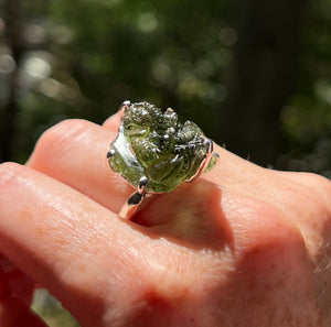 Collectors Drop - RARE Lord Ganesha carved Moldavite size 8 - One of a kind