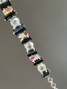 Stunning Black Tourmaline, Multi Tourmaline and White Topaz bracelet