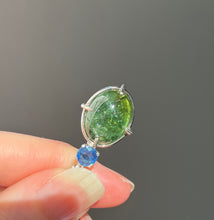 Load image into Gallery viewer, One of a kind - Sparkly Rutile included Gem Green Tourmaline necklace with Vibrant Blue Sapphire