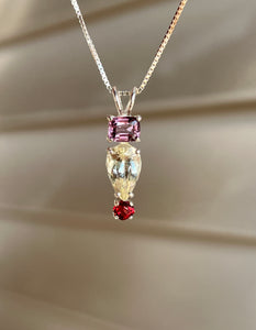 Rare Euclase necklace with Violet & Red Spinel