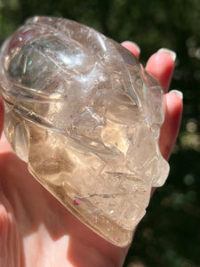 “Prismatic Traveller” Star Being carved skull in mystical Smoky Quartz