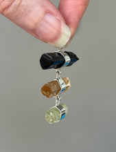 Load image into Gallery viewer, Black Tourmaline, Imperial Topaz &amp; Heliodor trilogy drop pendant