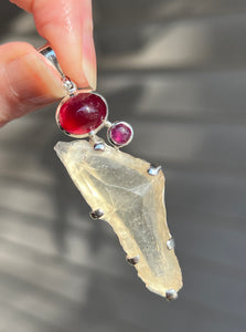 Ruby & Libyan Desert Tektite pendant