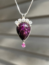 Load image into Gallery viewer, Magnificent Sugilite necklace with Phenacite crown and Pink Sapphire