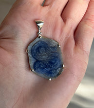 Load image into Gallery viewer, Blue Sapphire Hand Carved Dragon pendant