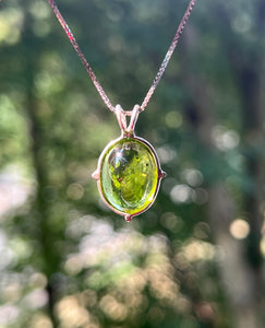 Gem quality gumdrop Peridot necklace with special inclusions