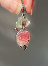 Load image into Gallery viewer, Watermelon Tourmaline slice pendant with Gem Pink Cobalto Calcite and Pink Tourmaline