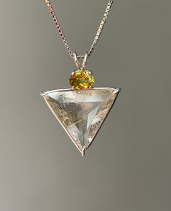 Shimmering Rutile Quartz Angelic Star necklace with Brilliant Sphene