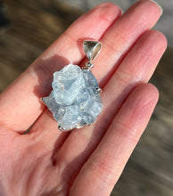 Load image into Gallery viewer, Gemmy, Ethereal Blue Celestite druzy cluster pendant