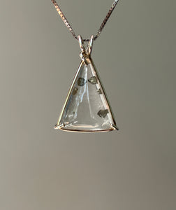 Magical Pyrite in Quartz triangle necklace