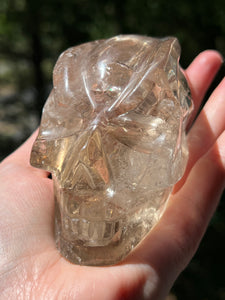 “Prismatic Traveller” Star Being carved skull in mystical Smoky Quartz