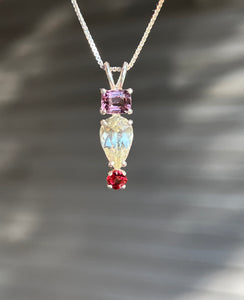 Rare Euclase necklace with Violet & Red Spinel