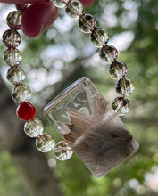 Load image into Gallery viewer, Hovave Art - Natural Water Clear Citrine, Carnelian and Amphibole Angel Phantom Quartz bracelet with channeled Sacred Masculine &amp; Divine Feminine Symbols