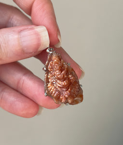 Sparkling Sunstone carved Ganesha pendant