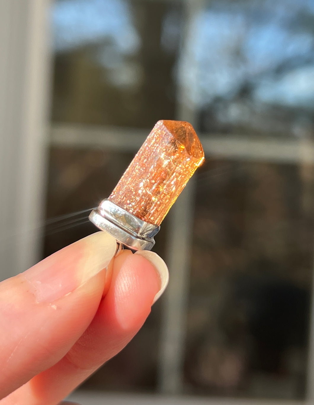 Imperial Topaz crystal pendant with rainbows galore