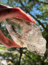 Load image into Gallery viewer, “Prismatic Traveller” Star Being carved skull in mystical Smoky Quartz