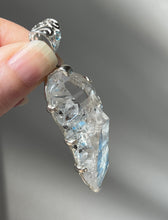 Load image into Gallery viewer, Luminous Arkansas Quartz with bridge formation and Blue Topaz pendant