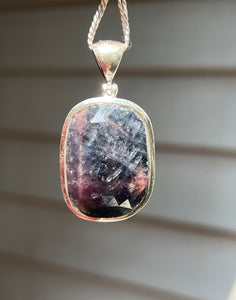 Collectors Drop - Faceted Ruby Sapphire pendant