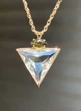 Load image into Gallery viewer, One of a Kind - 14k Yellow Gold Clear Quartz Angelic Star necklace with bubbly Moldavite Marquise cut crown