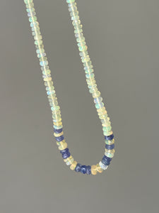 Sparkling Golden Ethiopian Opal & Tanzanite necklace