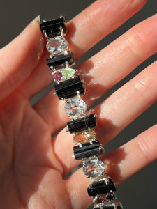 Stunning Black Tourmaline, Multi Tourmaline and White Topaz bracelet