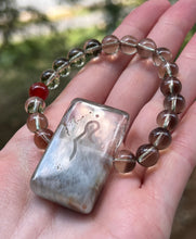 Load image into Gallery viewer, Hovave Art - Natural Water Clear Citrine, Carnelian and Amphibole Angel Phantom Quartz bracelet with channeled Sacred Masculine &amp; Divine Feminine Symbols