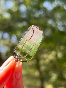 8.5g Blue capped Rainbow Tourmaline Wire Wrapped pendant (Indicolite, Green & Lilac Tourmaline)