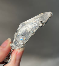 Load image into Gallery viewer, Luminous Arkansas Quartz with bridge formation and Blue Topaz pendant