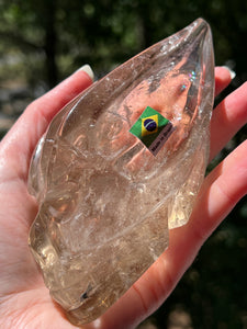 “Prismatic Traveller” Star Being carved skull in mystical Smoky Quartz