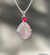 Load image into Gallery viewer, Ruby and Gemmy Rose Quartz necklace