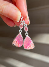 Load image into Gallery viewer, Gem quality Cobalto Calcite and Pink Tourmaline drop earrings