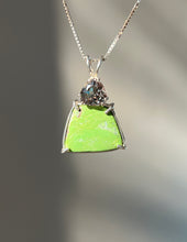 Load image into Gallery viewer, Gaspeite Freeform necklace with RARE Silver Tourmaline