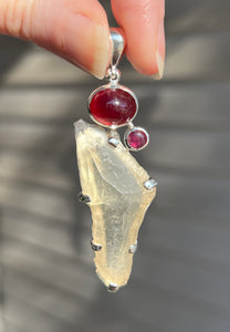 Ruby & Libyan Desert Tektite pendant