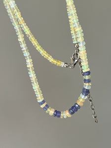 Sparkling Golden Ethiopian Opal & Tanzanite necklace