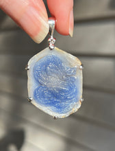 Load image into Gallery viewer, Blue Sapphire Hand Carved Dragon pendant