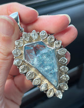 Load image into Gallery viewer, Collectors Drop - 64.7 carat Electric Aqua Aura Danburite with naturally double terminated Herkimer Diamonds 19 in total - Pendant