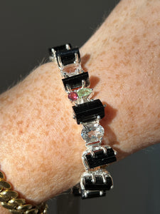 Stunning Black Tourmaline, Multi Tourmaline and White Topaz bracelet