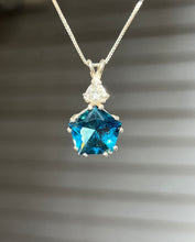 Load image into Gallery viewer, Tibetan Blue Obsidian Star of Venus necklace with trillion cut Danburite